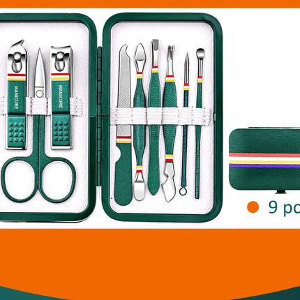 19Pcs Stainless Steel Manicure Set Portable Nail Clipper Kit with Foldable Storage Bag Nail Cutters Scissors Beauty Grooming Tools