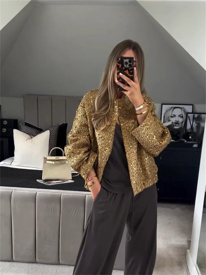 2024 women's clothing 2024 autumn and winter new casual temperament sequin small fragrant style jacket 7925/993