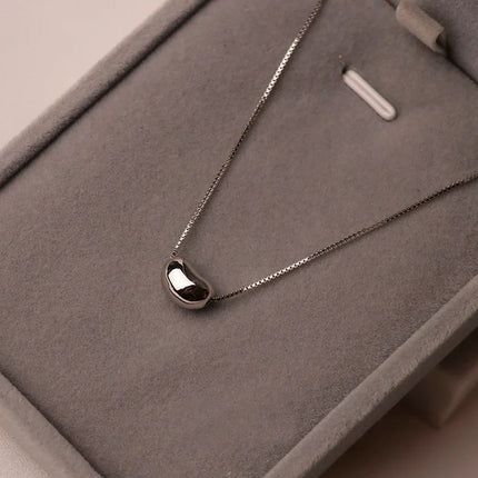 Collana con ciondolo a forma di fagiolo in argento sterling 925, gioielli classici per le donne, gioielli di moda, festa, regalo di San Valentino, 45 cm PlatiNum