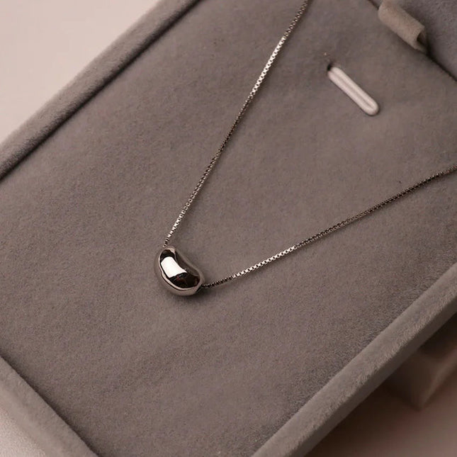 Collana con ciondolo a forma di fagiolo in argento sterling 925, gioielli classici per le donne, gioielli di moda, festa, regalo di San Valentino, 45 cm PlatiNum