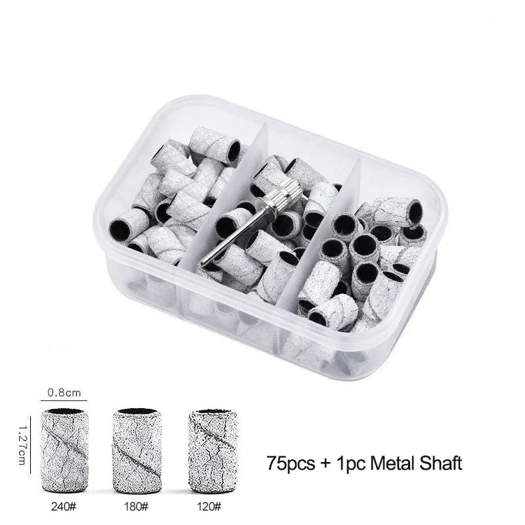 Nail Sanding Ring Bands 80/120/180/240 Grit Electric Manicure Drill Grinding Heads UV Gel Polish Removal Pedicure Abrasive Tools 2028