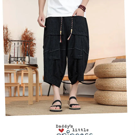 Pantaloncini Estivi da Uomo Taglie Forti in Cotone Comodi Stile Cinese Vintage Moda Casual Sportivi a Lanterna Taglie Grandi fino alla 8XL