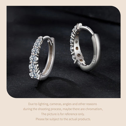 BAMOER Moissanite Huggie Hoop Earrings for Women, 925 Sterling Silver Hypoallergenic Earrings with White Gold Plated MSE092 PlatiNum
