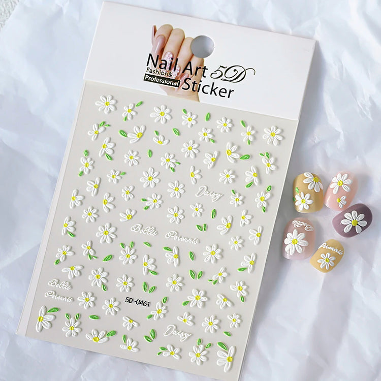 1Pc 3D Lavendar Flowers Stickers for Nails Spring Sakura Floral Leaves Self-Adhesive Sliders Decals Art Manicure for Decoration