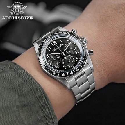 ADDIESDIVE New Chronograph 0S20 Quartz Wristwatch Luxury Men Watch Ceramic Bezel Domed Glass 100m Waterproof BGW9 Luminous