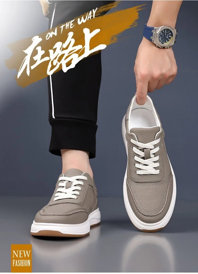 2026 New Men's Leather Shoes Casual Spring Autumn Fashionable Genuine Cowhide Slip-On Breathable Comfortable Anti-Slip Shoes