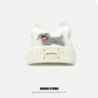 Cute Cartoon Kitten Ear Woolen Cap for Women Warm Cold-proof Autumn Winter Puppy Pattern Knitted Hat Fashion Sweet Crochet hats