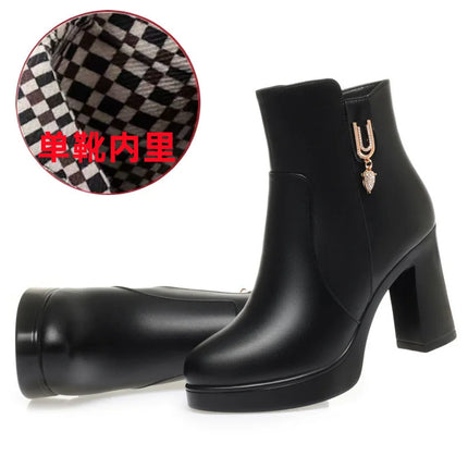 CINESSD Women's Boots Warm Wool Booties High Heel Ankle  2023 New Winter Boots