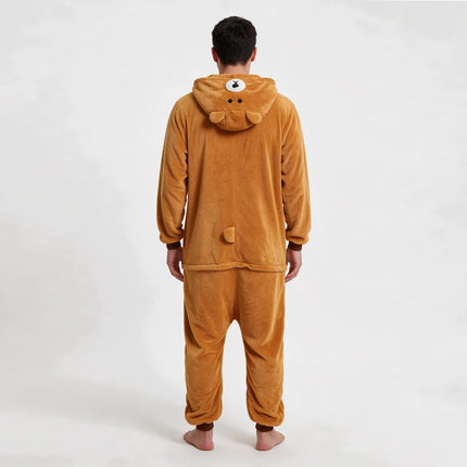 Onesie Brown Bear Cartoon jumpsuit pajamas flannel animal shaped home wear party cosplay cosplay costume Brown Bear