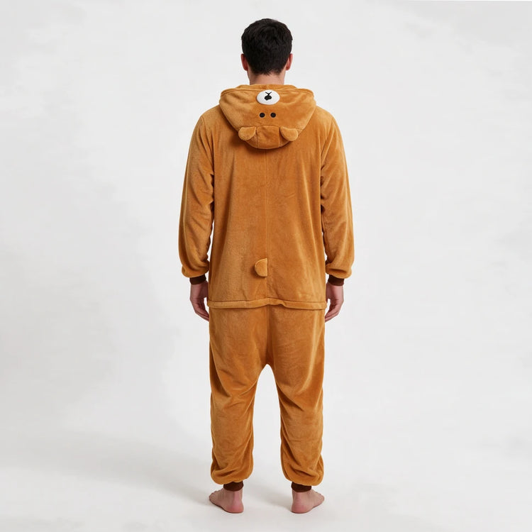 Onesie Brown Bear Cartoon jumpsuit pajamas flannel animal shaped home wear party cosplay cosplay costume Brown Bear