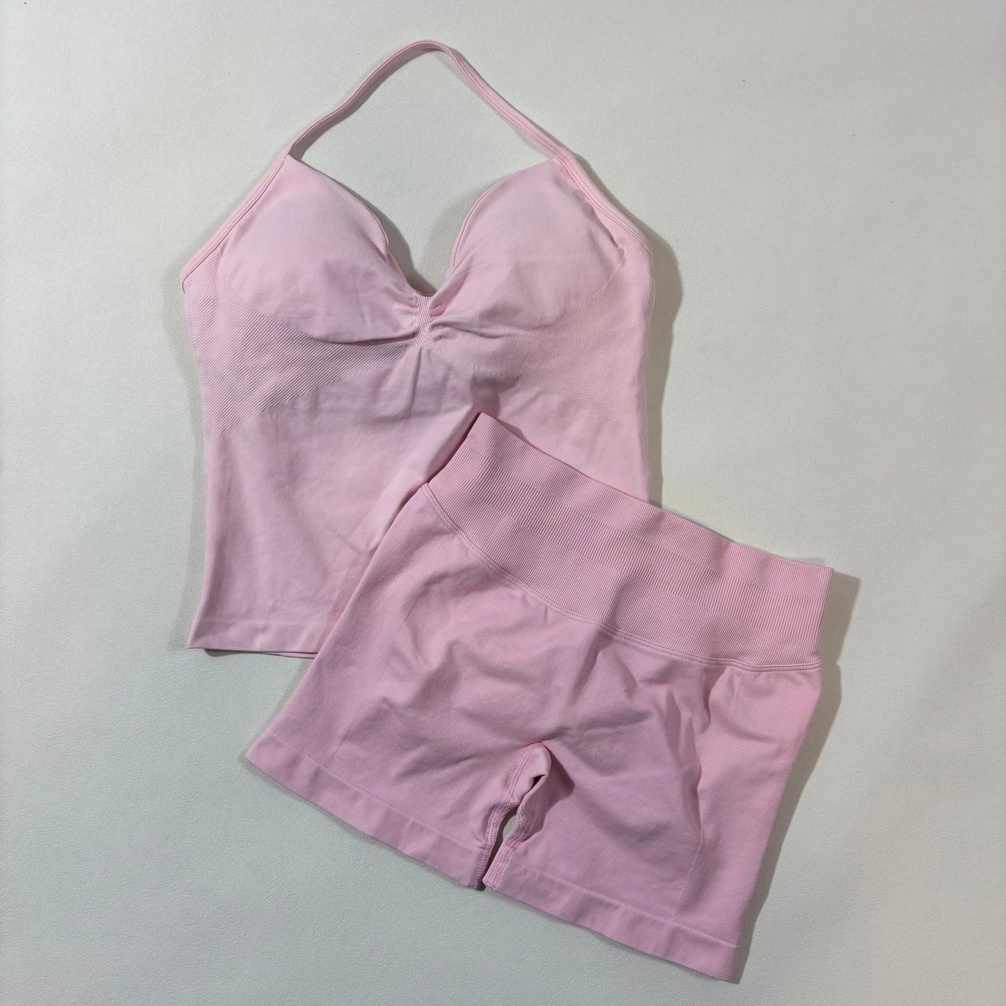 Yoga 2pcs Impact Gym Set Women Backless Tank Tops High Waist Scrunch Seamless Shorts Fitness Clothes Activewear Workout Sets