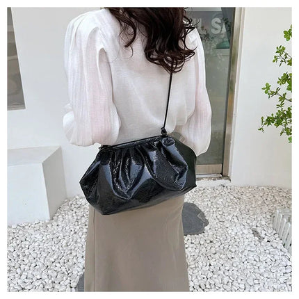 Small Luxury Design Women's Leather Silver Cloud Bag Female Gold Crossbody Bag Ladies Party Clutch Purse Female Handbags PlatiNum