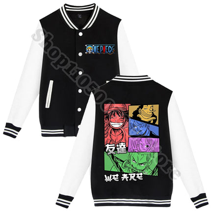 Autumn Fashion Varsity Jacket Anime One Piece Casual Baseball Jackets Adult Children Clothes Cute Sweatshirt Coat Xmas Gift 2026