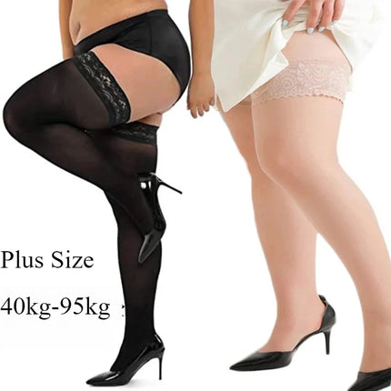 Women's Lace Stockings Sexy Temptation Transparent Pantyhose European and American Plus Size