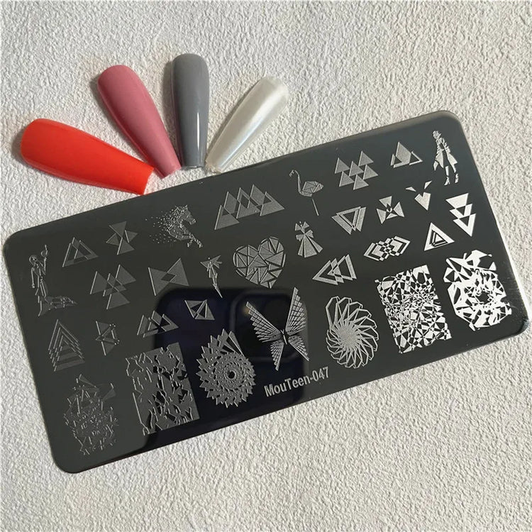 Gothic Cross Nail Stamping Plate Dark Rosary Cross Stainless Steel Punk Nail Art Stencil for DIY Manicure