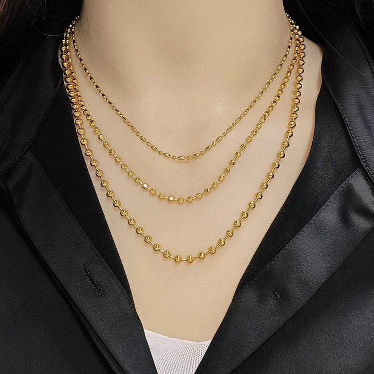 316 Stainless Steel Necklaces For Women Necklace Long Beads Chain Necklace Choker Necklace Bead Necklace Fashion Jewelry Gift PlatiNum