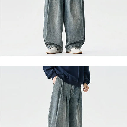 Jeans da Uomo Primaverili Stile Harajuku, Comodi e Lavati, Moda Y2K Punk Casual, Pantaloni Larghi e Leggeri
