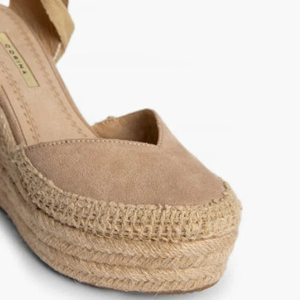 Corina brand esparto wedges espadrilles with natural jute wedge in natural beige PlatiNum