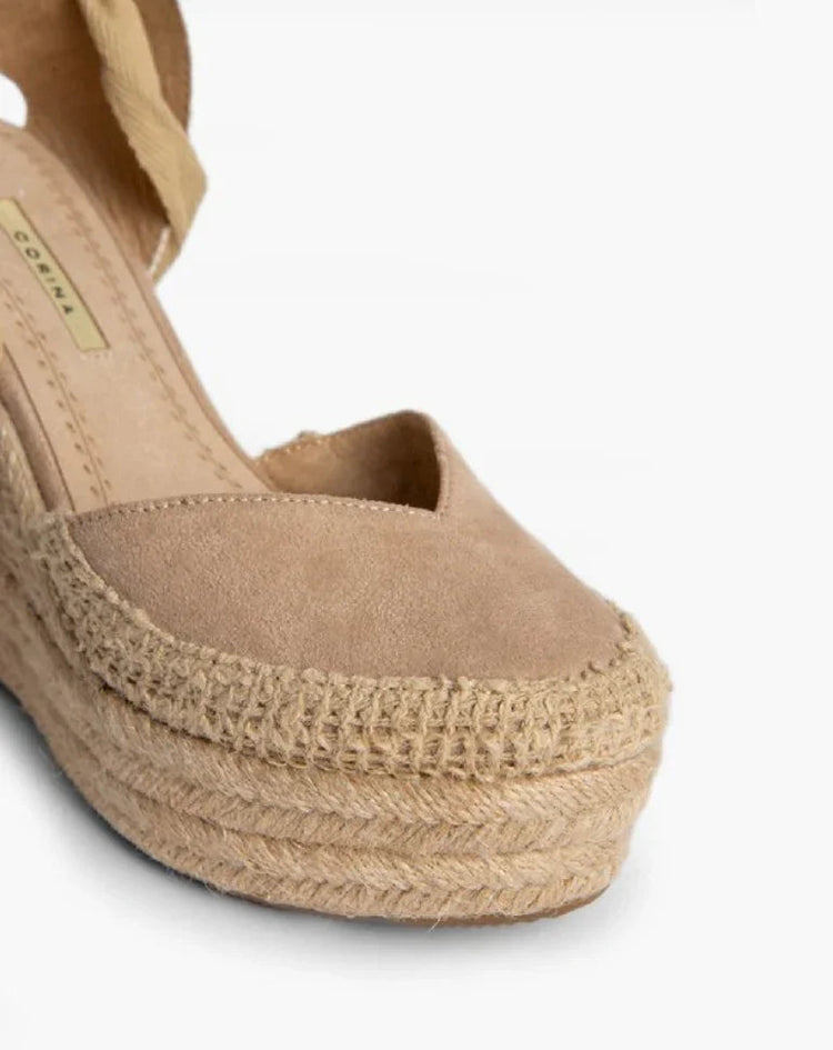Corina brand esparto wedges espadrilles with natural jute wedge in natural beige PlatiNum