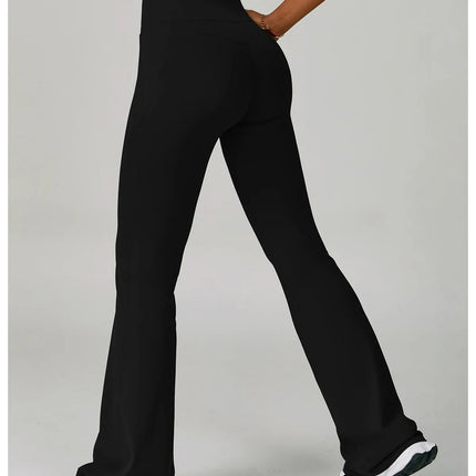 Flared Leggings Women's Wide-leg Pants High Waisted Hip lifting Yoga Pants Quick Drying Running Exercise Fitness Bell bottoms PlatiNum