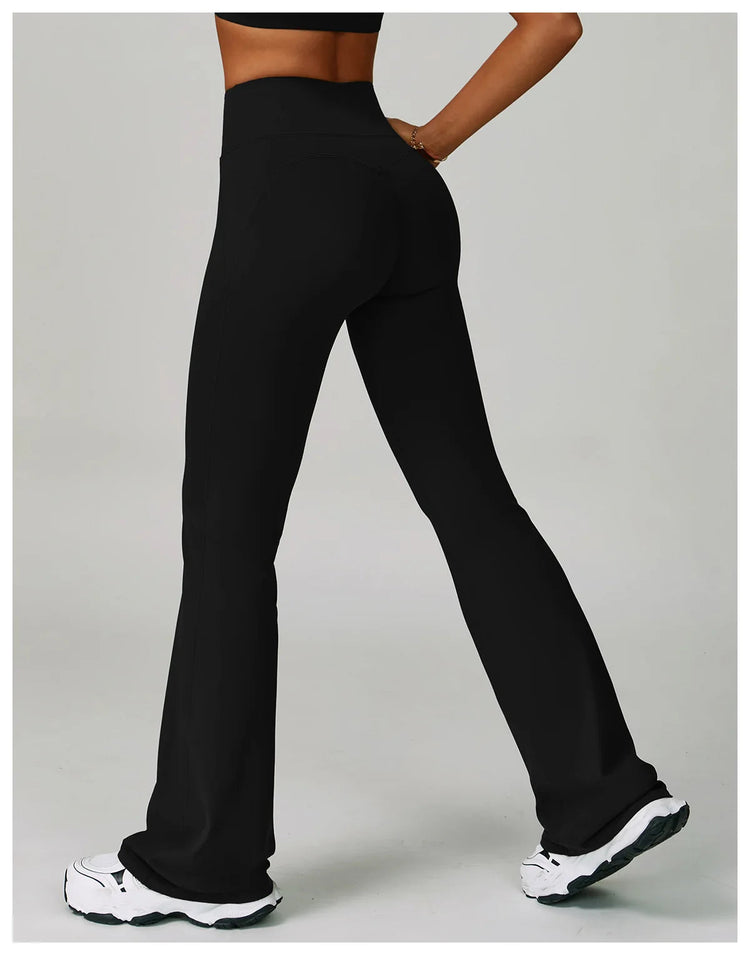 Flared Leggings Women's Wide-leg Pants High Waisted Hip lifting Yoga Pants Quick Drying Running Exercise Fitness Bell bottoms PlatiNum