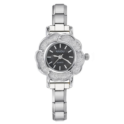 Orologi al quarzo da donna con intarsio floreale in zirconio, design chic di lusso, cinturino in acciaio inossidabile, regalo di compleanno per lei platinumshop