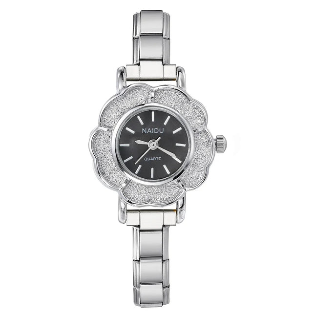 Orologi al quarzo da donna con intarsio floreale in zirconio, design chic di lusso, cinturino in acciaio inossidabile, regalo di compleanno per lei platinumshop