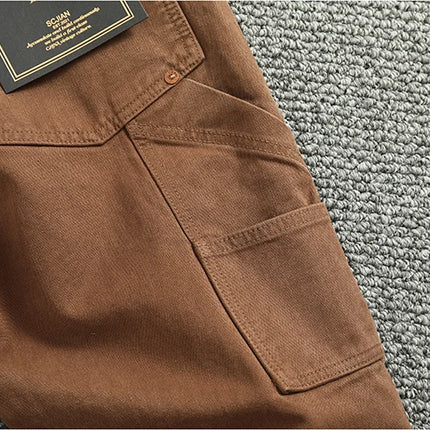 2025 Spring and Autumn New American Retro Heavyweight Patchwork Cargo Pants Men's Fashion Multi-pocket Casual Loose Trousers
