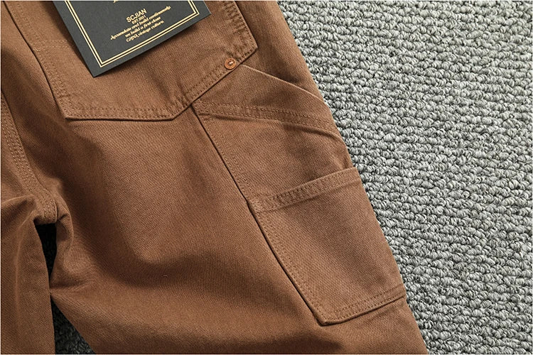 2025 Spring and Autumn New American Retro Heavyweight Patchwork Cargo Pants Men's Fashion Multi-pocket Casual Loose Trousers