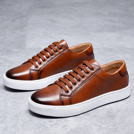 Plus Size 49 Trendy Men Leather Casual Shoes Soft Outdoor Sneakers Comfortable Lightweight Flat Shoes Classic Social Board Shoes