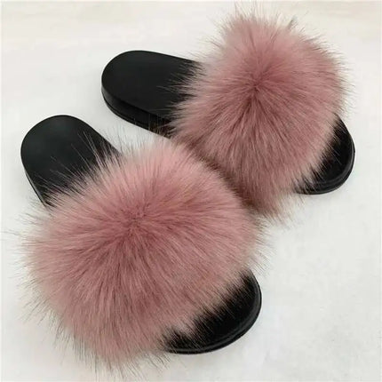 Fluffy Slippers for Women Soft Faux Fur Women's Summer Slippers Stylish Open Toe Sandals Comfy Fuzzy Indoor Outdoor Beach Shoes