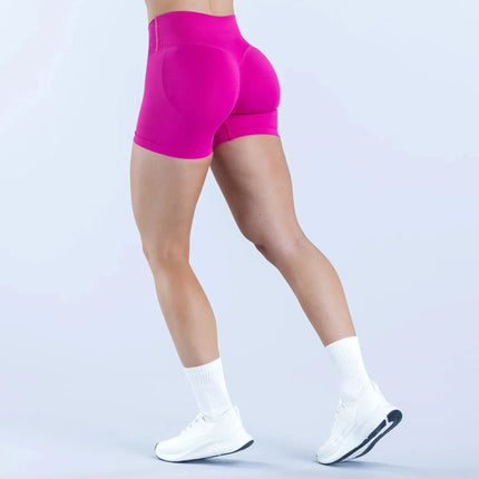 Nuovi Pantaloncini Sportivi da Donna Senza Cuciture, Tinta Unita, con Vita Piegata, Effetto Push-Up, Aderenti, Traspiranti, per Yoga e Sport