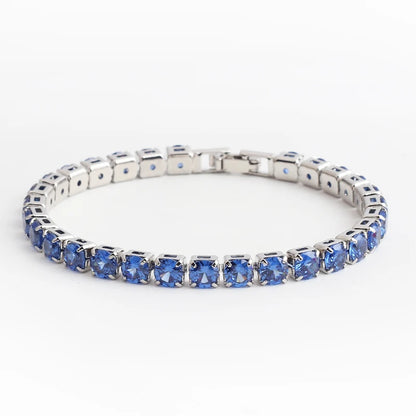 Collana a catena da tennis lucida con zirconi AAA da 5 mm Donna Uomo Hip Hop Iced Out Bling Blue CZ Collana Gioielli in oro 18 carati Regalo di fascino