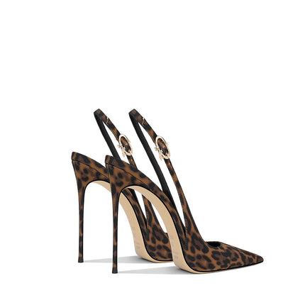 2025 Spring New Leopard Pattern Pointed French Luxury Small Comfortable Thin Heel Versatile High Heel Sandals for Women PlatiNum