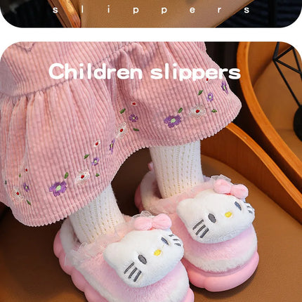 Winter Family Plush Slippers, Parent-Child Match Cartoon Indoor Home Shoes, Cozy Cotton-Lined Non-Slip Slides for All Ages