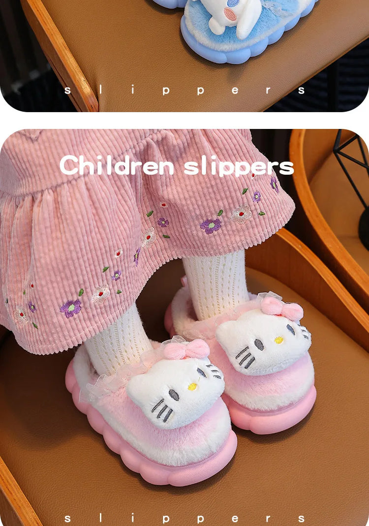 Winter Family Plush Slippers, Parent-Child Match Cartoon Indoor Home Shoes, Cozy Cotton-Lined Non-Slip Slides for All Ages