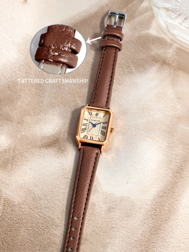 LUCKY FOX 2 pezzi confezione regalo di lusso leggera set braccialetto orologio orologio al quarzo quadrato da donna semplice e alla moda regalo del festival Reloj platinumshop