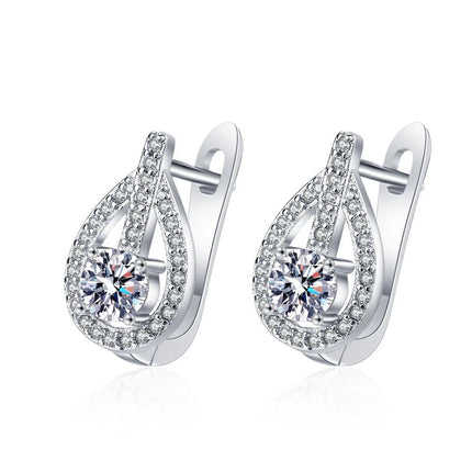 Orecchini in argento sterling 925 gioielli di alta qualità retrò modello semplice orecchini con zirconi bianchi viola vendita calda platinumshop