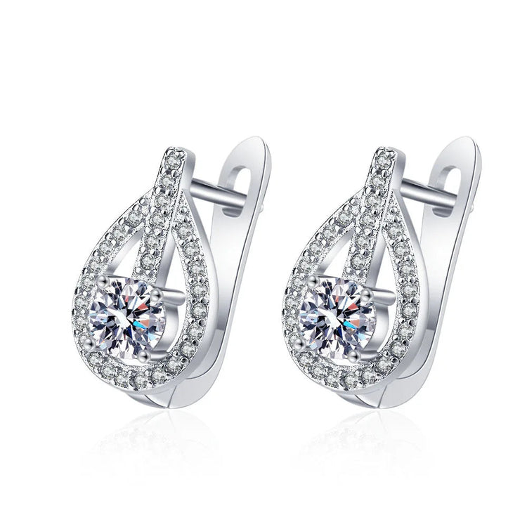 Orecchini in argento sterling 925 gioielli di alta qualità retrò modello semplice orecchini con zirconi bianchi viola vendita calda platinumshop