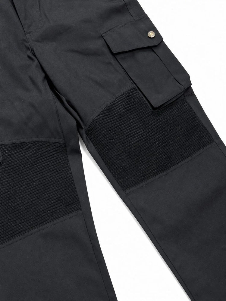Men 100% Cotton Tactical Cargo Pants Multi‑Pocket Spliced Striped Trousers Spring Autumn Casual Outdoor Long Pants For Male