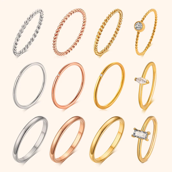 Anello sottile da donna con corda intrecciata chic, fedi nuziali in metallo in acciaio inossidabile, nuovi gioielli da festa vintage semplici ed eleganti