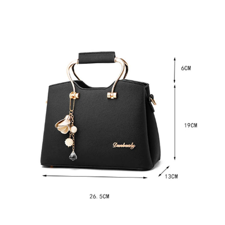 Yogodlns Luxury Pendant Handbag For Women PU Leather Tassel Shuolder Bag Designer Handle Bag Brand Shopping Mommy Shoudler Bag PlatiNum