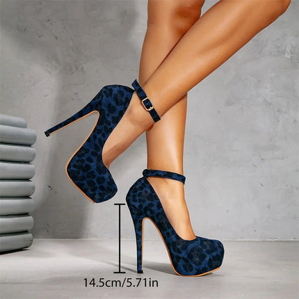 Big Size 36-47 Soft Flock Office Shoes Women Pumps 2026 Buckle Round Toe Super High Heels 14.5CM Sexy Platform Party Shoes Woman PlatiNum