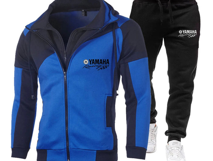 Yamaha logo printed hoodie, motorcycle jacket, sportswear pullover, fashionable bicycle jacket, men's custom zipper set PlatiNum