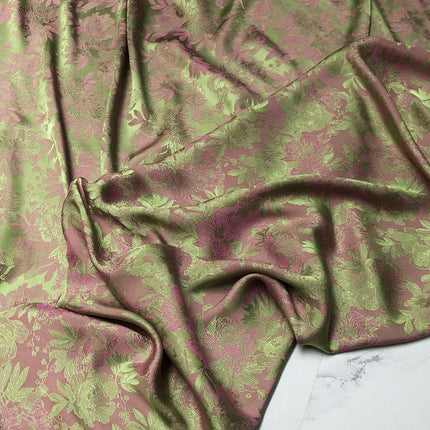 Tessuto jacquard con motivo peonia in rilievo bicolore al metro per gonne, pigiami, cucito, tessuto Hanfu stampato, delicato sulla pelle, sottile e morbido