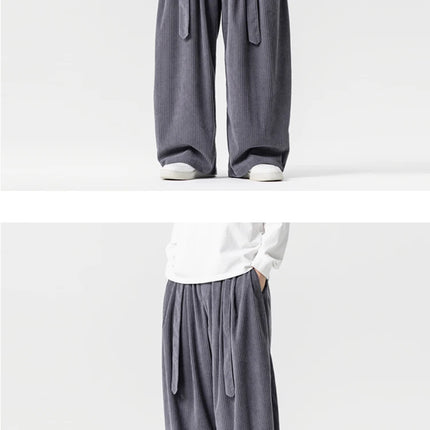 Pantaloni di velluto a coste da uomo 2025Autunno Inverno Caldo Casual Pantaloni comodi Stili giapponesi Harun Pantaloni da uomo oversize a gamba larga in tinta unita