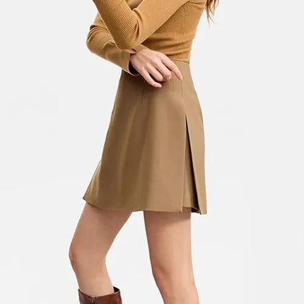 Gonne casual semplici da donna, stile coreano, a vita alta, per l'ufficio, da pendolare, a trapezio, tinta unita, abbinabili a tutto, gonne femminili