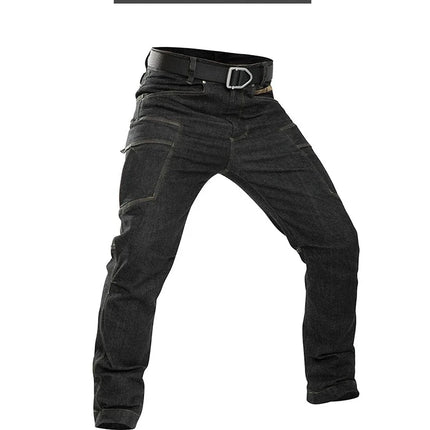 Men's Tactical Jeans Military Denim Cargo Pants Multi-pocket Elastic Casual  Work Trousers Outdoor Combat Training Hiking Pants