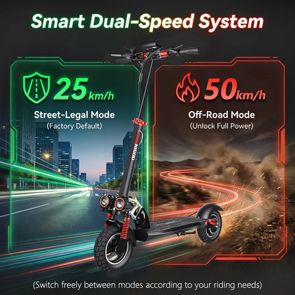 Monopattino Elettrico con Motore 800W, Batteria 48V13AH, Sedile Rimovibile, Pneumatici 10\", per Pendolari Urbani e Fuoristrada, Pieghevole