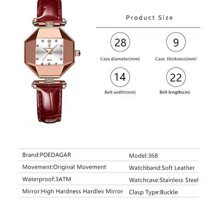 POEDAGAR Orologio da donna di alta qualità Orologi al quarzo in pelle impermeabile per donna Orologio da polso da donna casual di moda di lusso regalo Reloj platinumshop